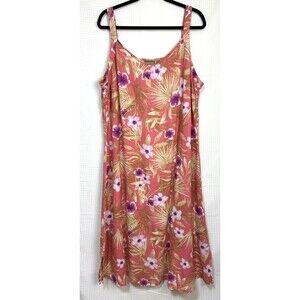 Denim & Co Naturals Women's Petite Dress PXL Hawaiian Flax Linen i